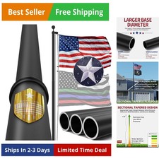 20FT Heavy Duty Flag Pole   Tapered Design,2.4" Bottom Tube,100MPH Wind-Teste...