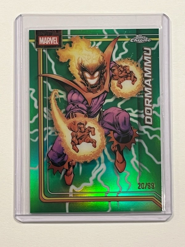 DORMAMMU 2026 Topps Chrome Marvel Storm’s Green Lightning Refractor Card # 20/99