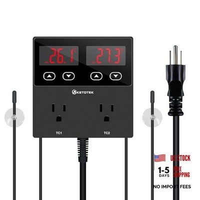 KETOTEK KT99pro Dual Digital Temperature Controller Outlet 10A Relay Heating