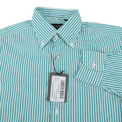 NEW Spier & Mackay Green Teal White Stripe Button Collar Shirt Extra Slim 15
