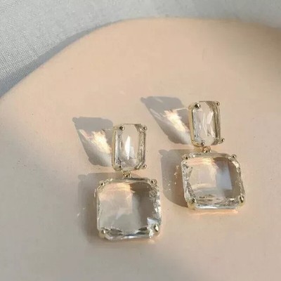 4 kt Kissen/strahlender Laborgefertigter Diamant Ohrhänger 14 K Weißgold vergoldet