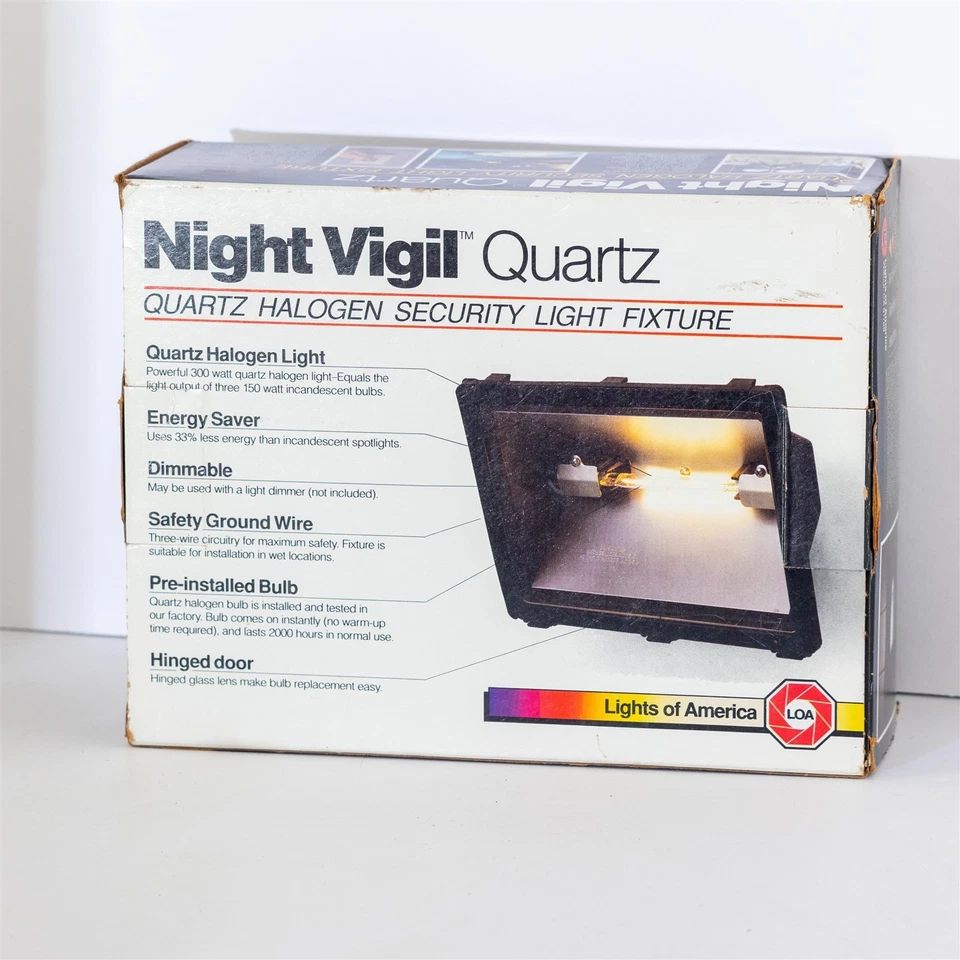 Lámpara halógena de seguridad exterior de cuarzo vigilia nocturna vintage de los años 80 hecha en EE. UU. Foto 2 de 4