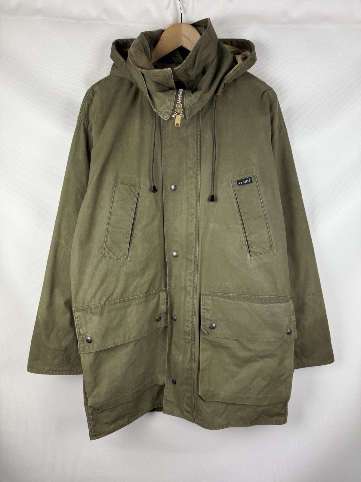 Chaqueta de abrigo de campo con capucha Bob Church Ventile vintage para hombr...