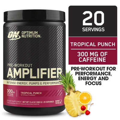 Optimum Nutrition, Pre-Workout Amplifier Powder, Tropical Punch 20 Servings