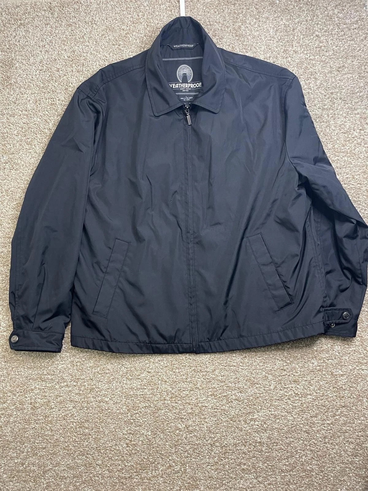 Weatherproof Harrington Jacket Mens Large Black Water Resistant Vtg Y2k