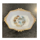 Vintage New Mexico Souvenir Anchor Hocking Milk Glass Quilted Gold Trim