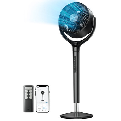 DREO 9'' Smart 3D Oscillating Pedestal Fan, Wi-Fi Alexa/Google Standing Fan, Grey
