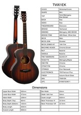 Guitar By Tanglewood, Model TWX1EK, Acoustic, HIGH QUALITY Normally £549
