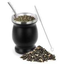 Edelstahl Yerba Mate Becher Set 230 ml doppelwandig mit Strohhalm und Bürste