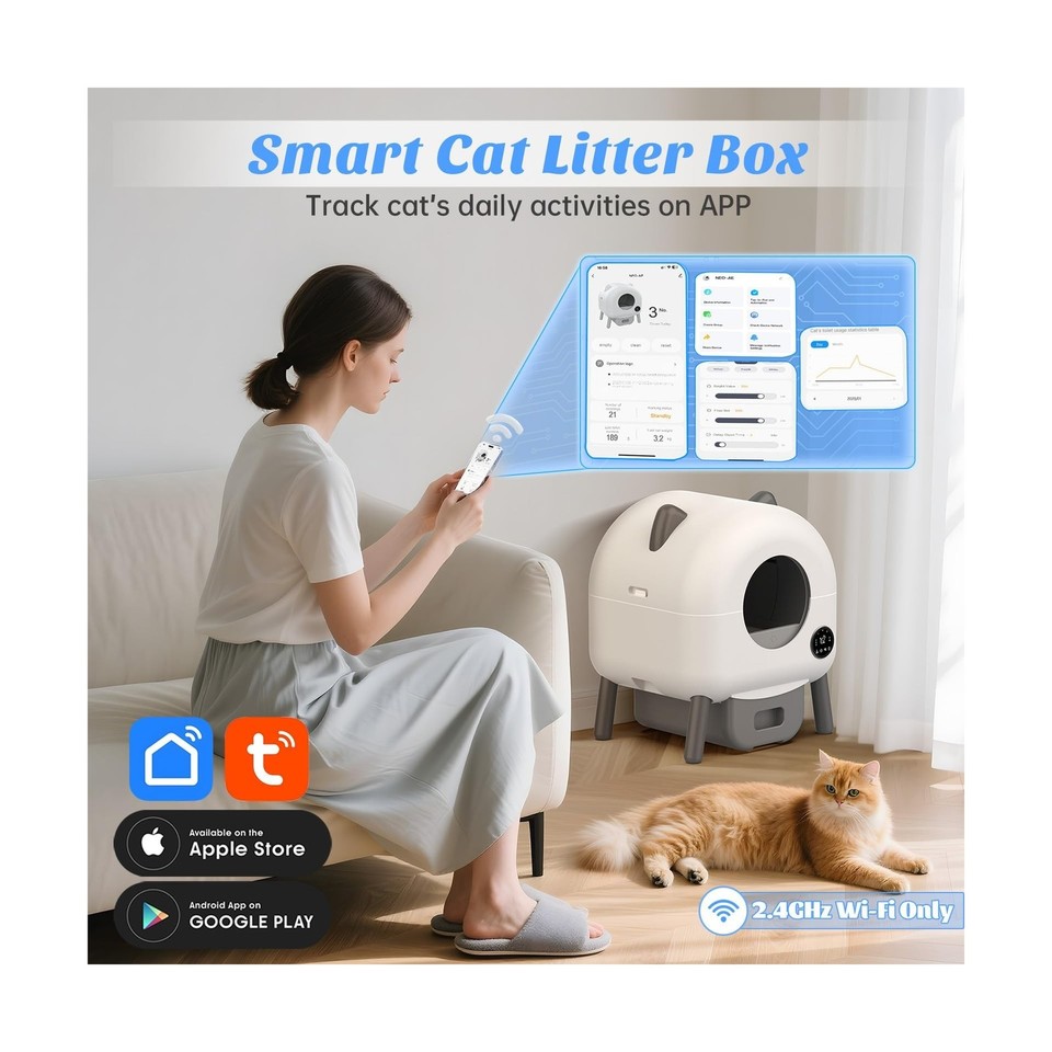 HIMIX Self-Cleaning Litter Box, Automatic Cat Litter Box Robot with APP ...