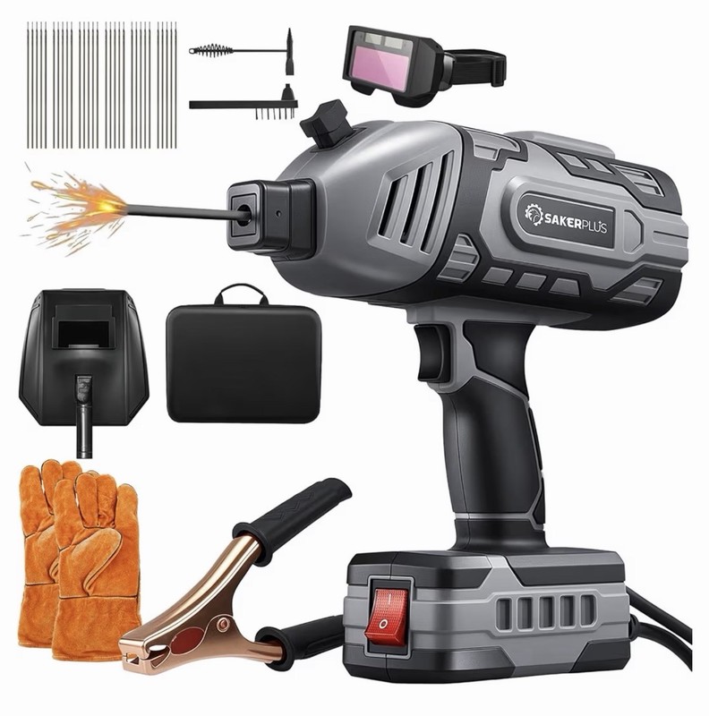 SAKERPLUS Handheld Corded Electric Arc Welder Kit w/ 30 Rods, Mask, Case