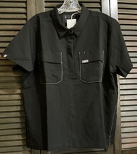 FIGS NWT Scrub Top Black Saiya Classic Cargo Pocketed Technical Collection Sz L