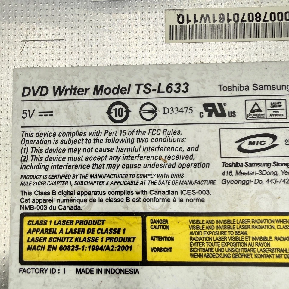 HP TS-L633 Lightscribe SATA DL 12.7 MM DVD±RW Drive 574285-FC1 - Image 2 of 4