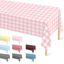 4 Pcs Pink Gingham Tablecloth 54 108 Inches Pink and White Checkered Tabl