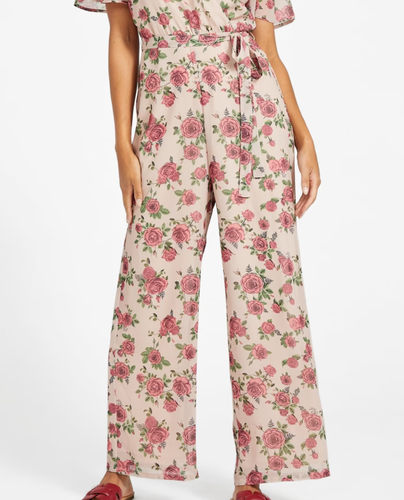 GUESS lässiger Jumpsuit mit Blumenprint Einteiler V-Ausschnitt weite Beine Kurzarm S - Bild 9 von 9