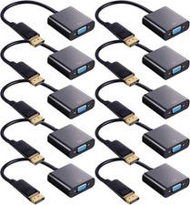 Yunsailing 10 Pack DisplayPort to VGA Adapters Gold Plated Compatible Black