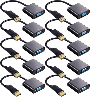 Yunsailing 10 Pack DisplayPort to VGA Adapters Gold Plated Compatible Black 
