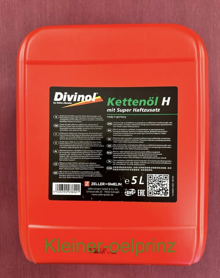 5 L Divinol Kettenöl H Sägekettenöl / Haftöl / Kettenöl / Sägekettenhaftöl