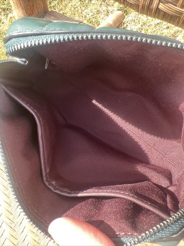 Coach Puffy Quilted Leather Pouch Cosmetic Bag Clutch Purse Green Zip Closure - Picture 8 of 8