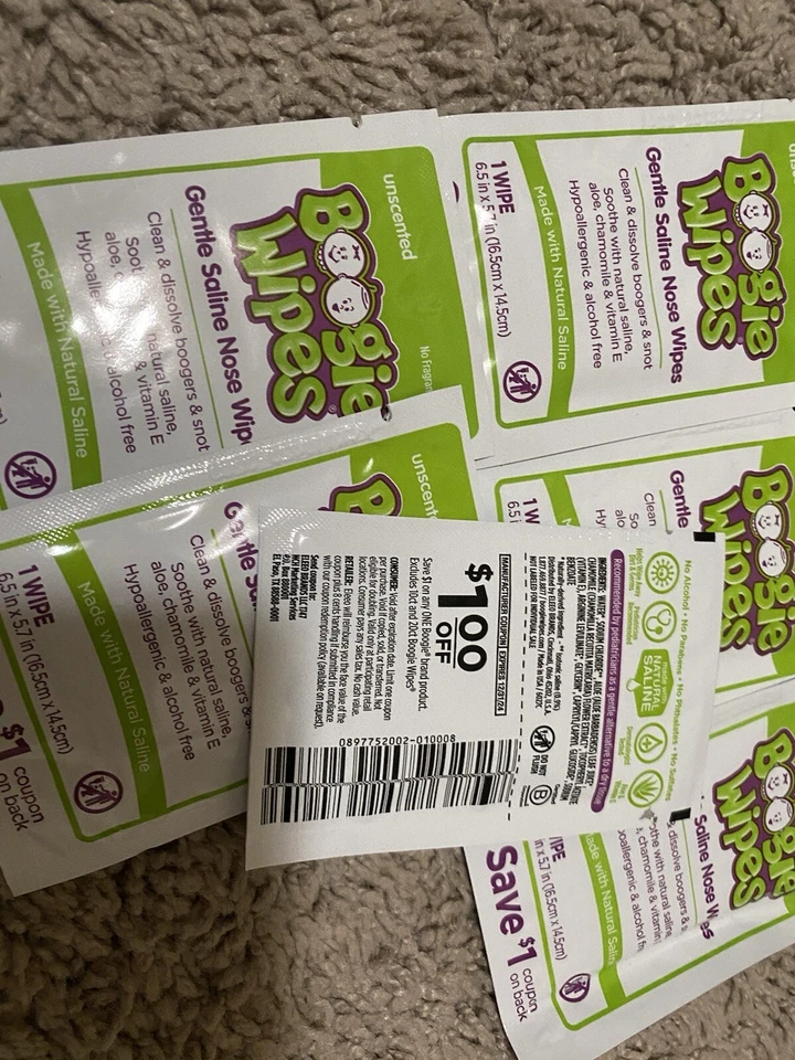 6 Boogie wipes gentle nose wipe unscented 1 wipe each - Image 2 of 2