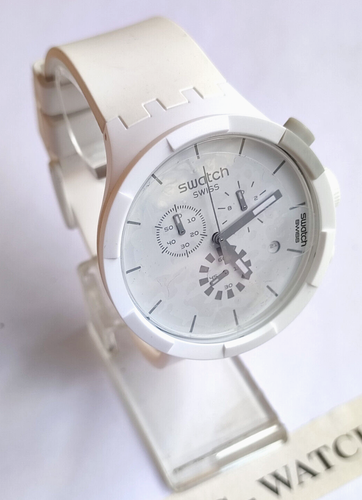MONTRE + BIG BOLD CHRONO + SB02W400 BLANC À CARREAUX + NEUVE / NEUVE