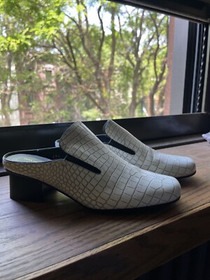 Dries Van Noten mules in ecru colour croc glossy leather. New, Never Worn 37.5