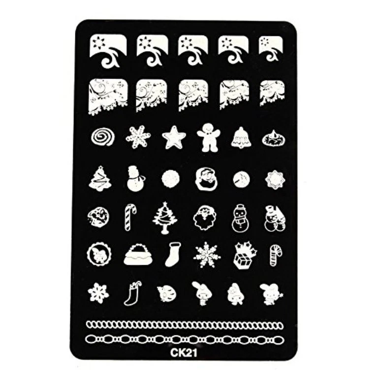 Christmas Theme Mani Pedi Nail Art Stamping Stencil Stamper Scraper Kit CK21 - Image 3 of 4