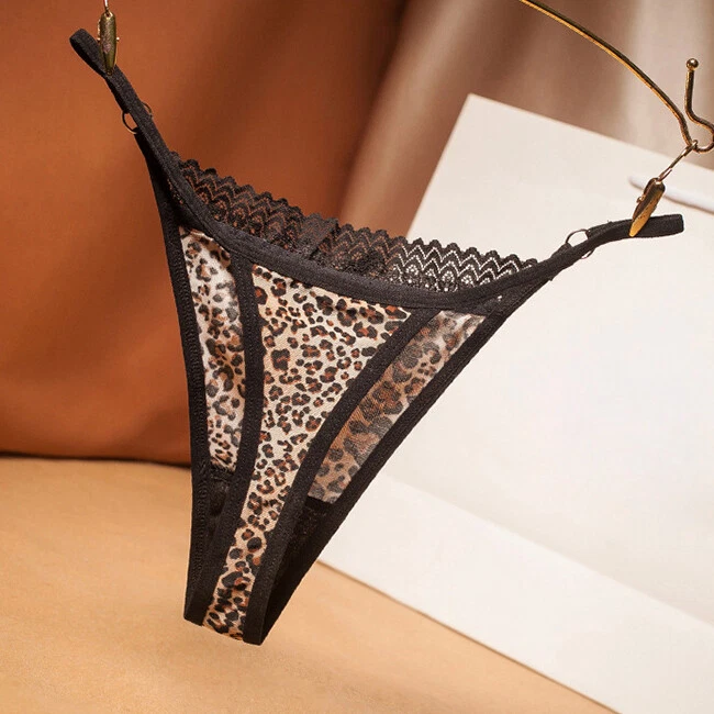 Sexy Mujer Leopardo Encaje Bragas Calzoncillos Tanga Cheeky G Cuerda Ropa Interior Lencería Foto 3 de 4