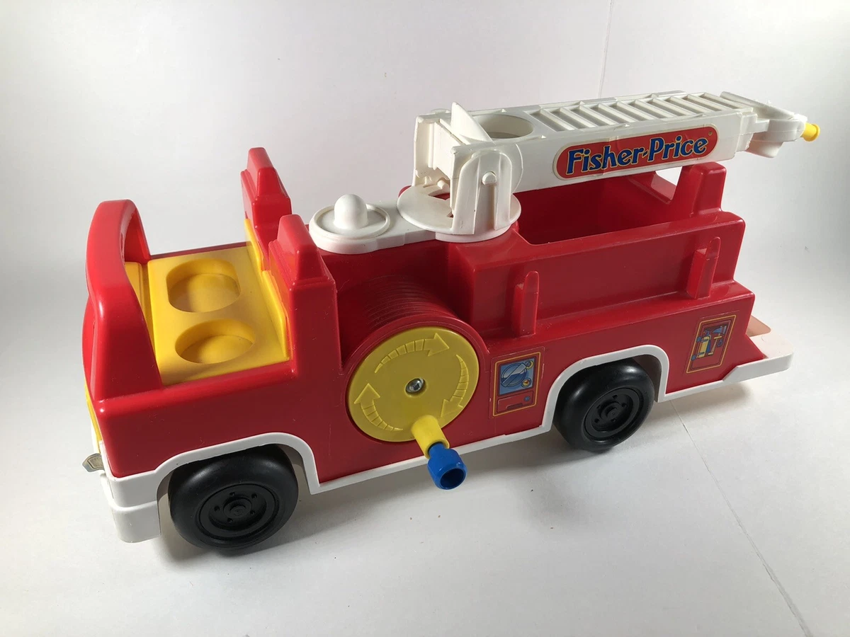 Vintage Fisher Price Fire Engine Truck Plastic 1993 15 Long Wind