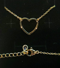 14K Gold Tiny Heart Pendant Necklace Dainty Open Heart Chain Choker Gift for Her