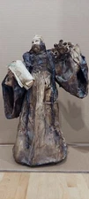 Papier Mache Sculpture Statue "Mask Seller" Autographed Unique Brasil 1995