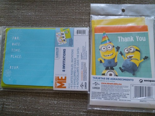 8 DESPICABLE ME Minion Invitations & 8 THANK YOU NOTES Cards - Picture 2 of 2