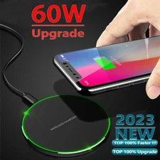 60W Fast Wireless Charger Charging Pad Mat For Samsung S24 S23 S22 S21 S20 Ultra