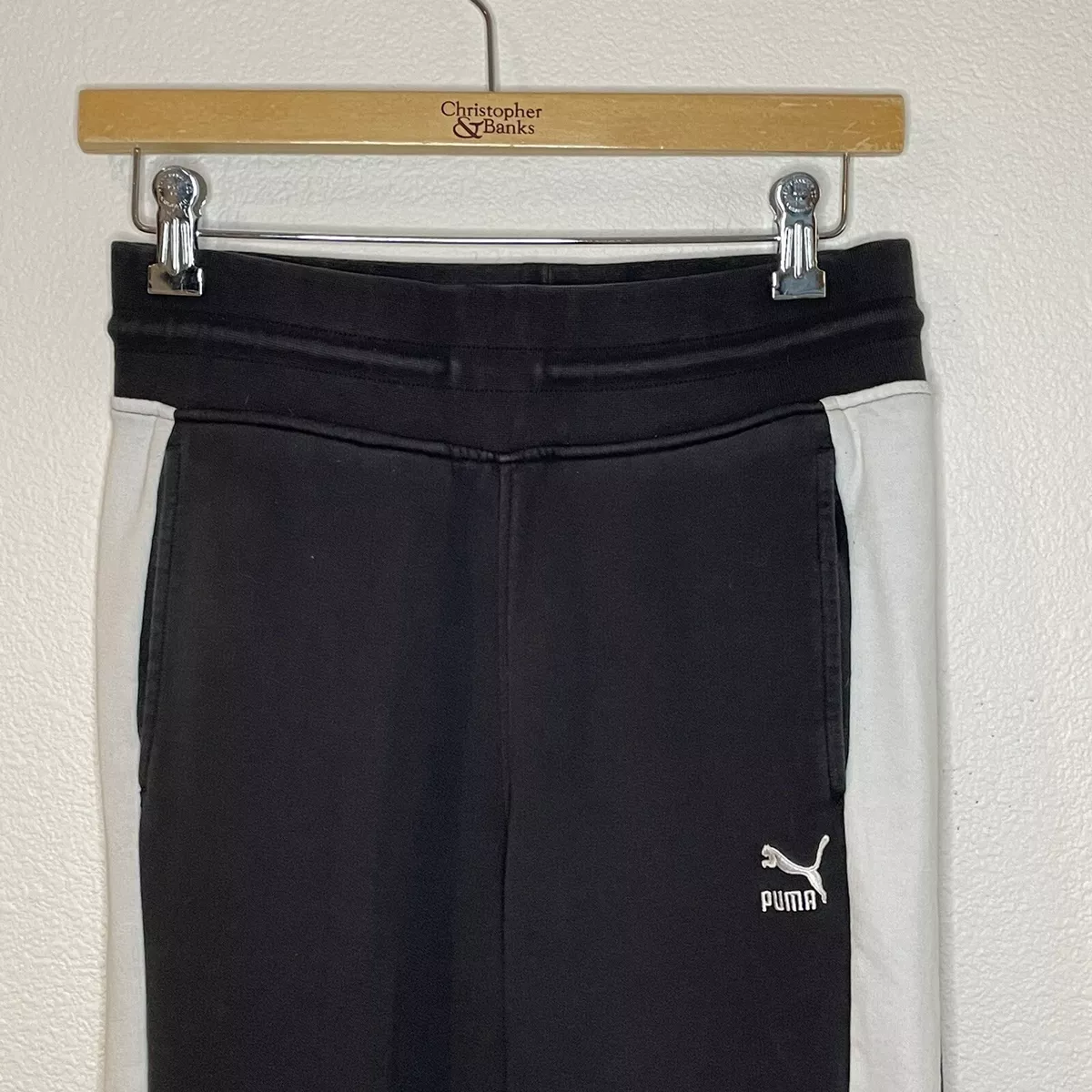 Puma sweatpants with white stripe sales