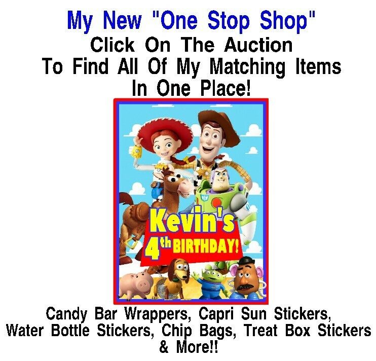 Toy Story Birthday Party Favors Candy Bar Treat Water Bottle Stickers Chip Bags