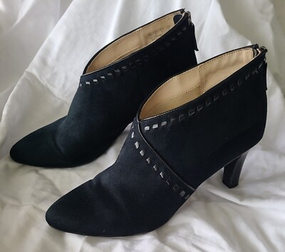 LifeStride Giada Ankle Booties Sz 10 Faux Suede in Black