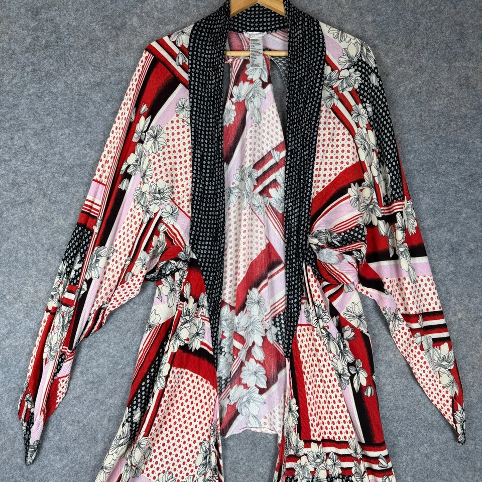 Free People Morning Glory Floral Print Kimono Women One Size Red Drapey All Tous - Image 2 of 4