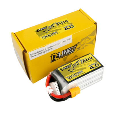 Tattu R-Line Version 4.0 22.2v 6s 1300 130c High Performance Lipo Battery XT60