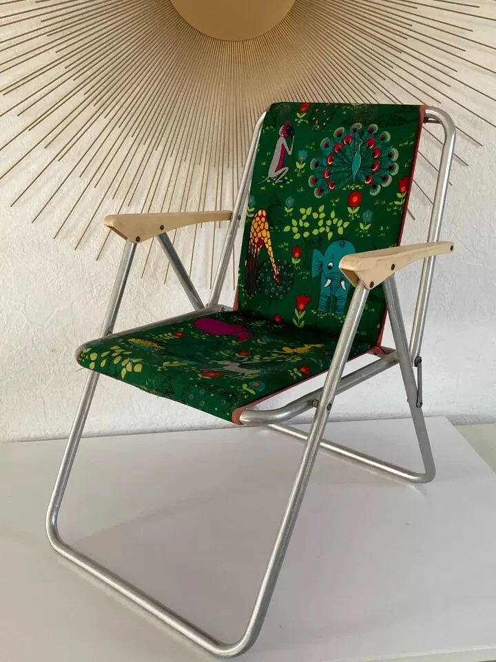 22 ⚜️ Ancienne Petite Chaise Enfant Pliante Camping Vintage - Photo 2/4