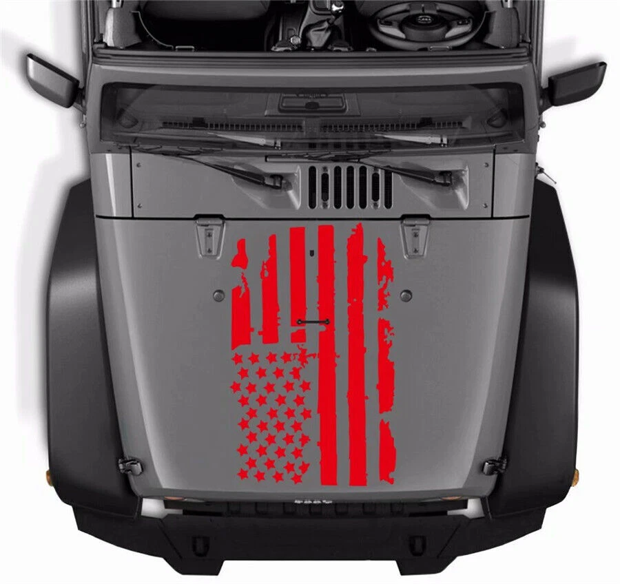 Pegatina de vinilo diseño bandera roja de Estados Unidos capó coche camión ventana para Wrangler Foto 4 de 4