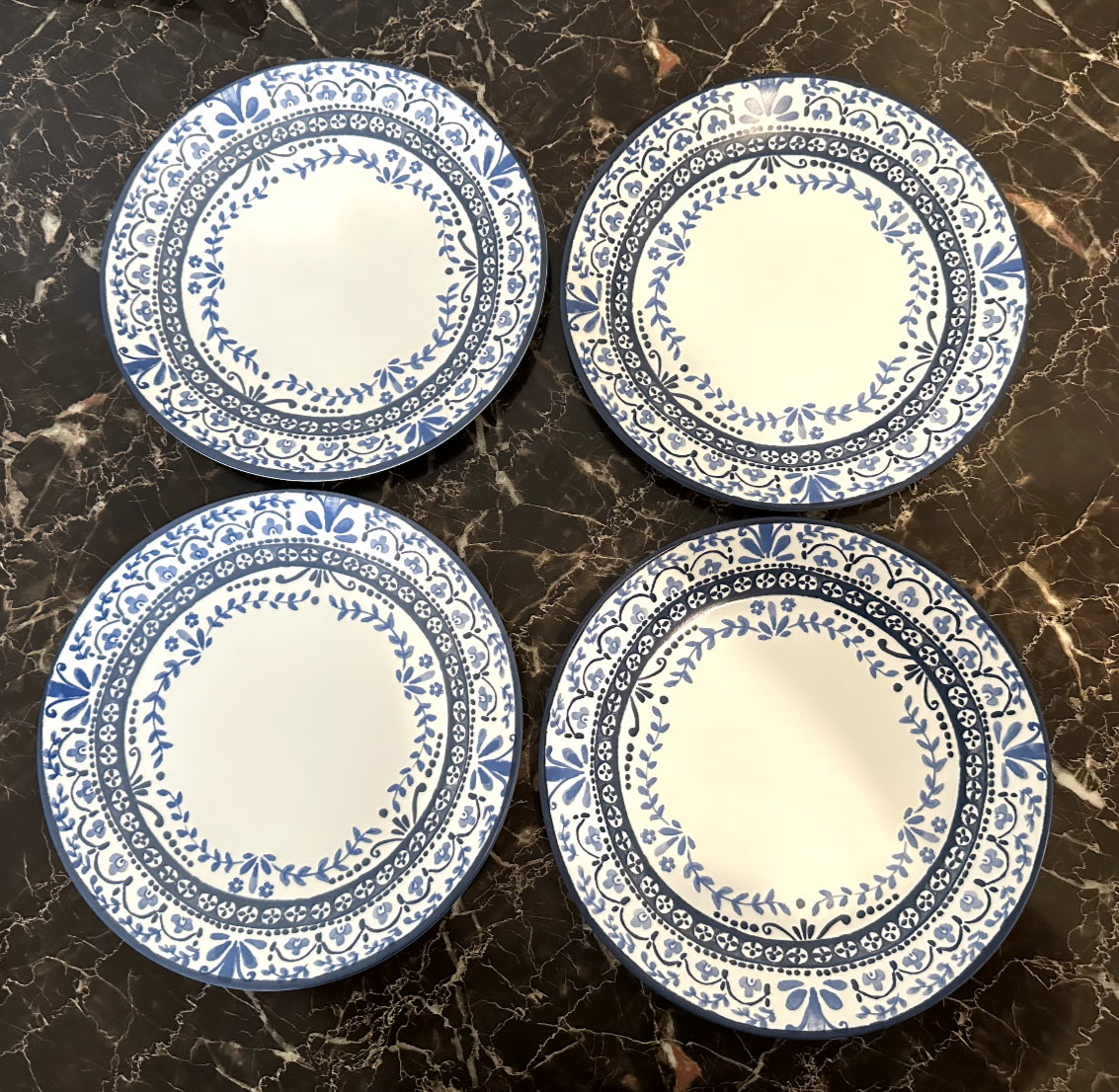 CORELLE VITRELLE PORTOFINO WHITE BLUE 10 1/4