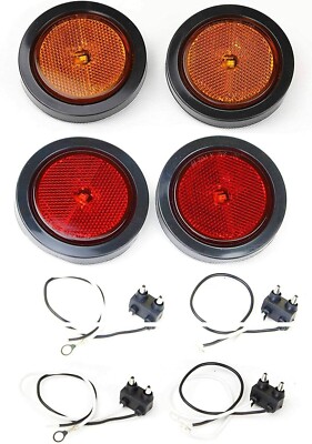 Red Amber 2-1/2'' Round SMD LED Submersible Trailer Marker Lights Reflector Lense