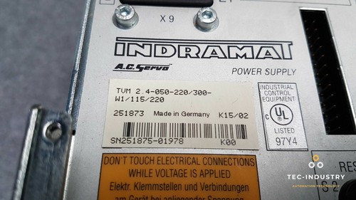INDRAMAT A.C. Fuente de alimentación SERVO I TVM 2.4-050-220/300-W1/115/220 POWER SUPPLY I - Imagen 4 de 9