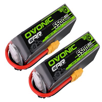 2X OVONIC 22.2V 80C 5500mAh 6S Lipo akku XT90 Für RC plane Jet Heli RC LKW 1/10
