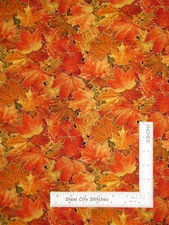 Harvest Time Leaves Fabric Orange Gold Gild Cotton 613 Elizabeths Studio By Yard