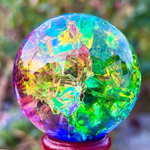 Sfera di quarzo arcobaleno titanio naturale 157G sfera di cristallo guarigione - Foto 9 di 24