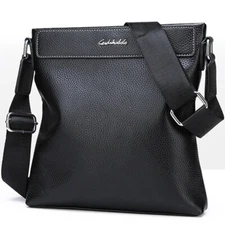 100% Genuine Leather Men's Litchi Sling Shoulder Messenger Bag 10" Business Bag