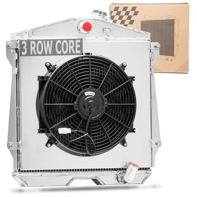 Radiator for 1943-1948 BL BN DJ BG DP DR 3Row Aluminum w Shroud Fan