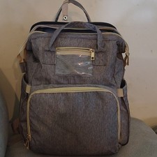 Gray/Beige Solid Diaper Backpack Bag Back Pack Adjustable Strap Zipper