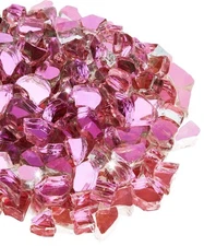 20 lb Fire Glass, 1/2 Inch Reflective, Fit for Fire Pit and Fireplace, Pink